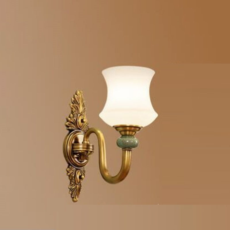 Chinese Glass Ceramic Copper 1-Light Wall Sconce Lamp