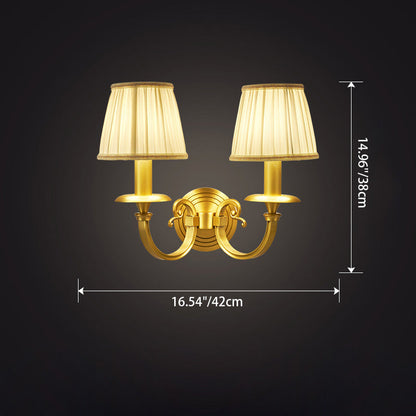 Curved Round Fabric Brass 1/2 Light Wall Sconce Lamp