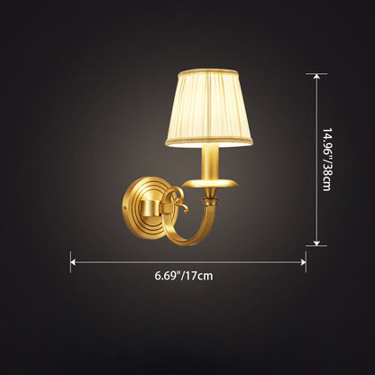 Curved Round Fabric Brass 1/2 Light Wall Sconce Lamp