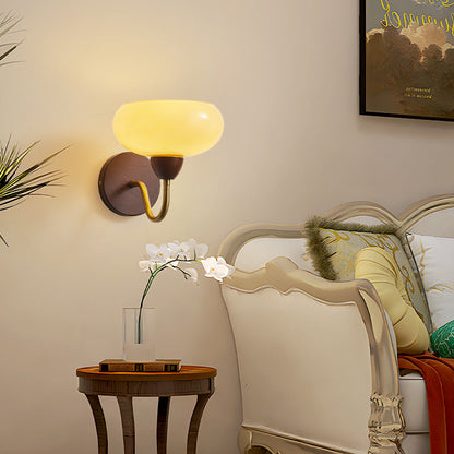 Half Glass Ash Wood Hardware 1-Light Wall Sconce Lamp