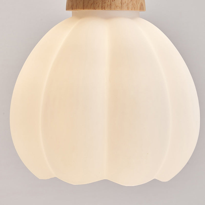 Japanese Glass Rubberwood Hardware 1-Light Wall Sconce Lamp