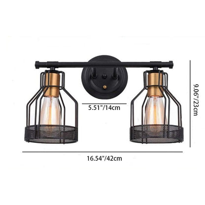 Round Skeleton Glass Iron 2-Light Wall Sconce Lamp