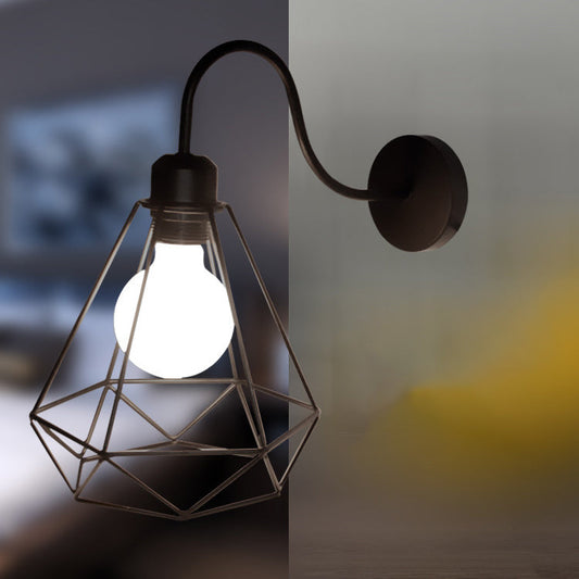 Skeleton Round Square Iron 1-Light Wall Sconce Lamp