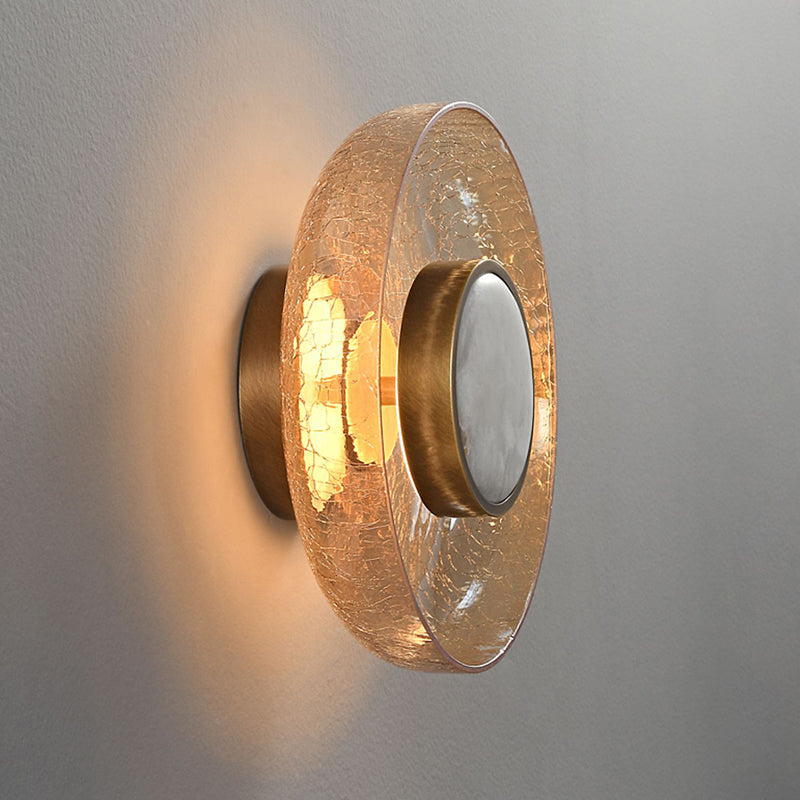 Modern Minimalist Round Glass Iron LED Wall Sconce Lamp