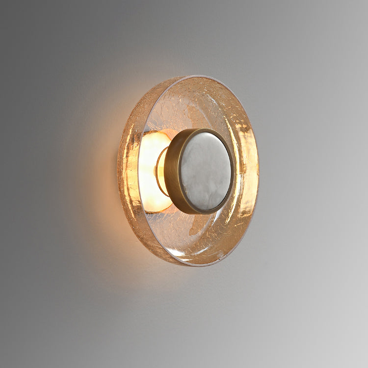 Modern Minimalist Round Glass Iron LED Wall Sconce Lamp