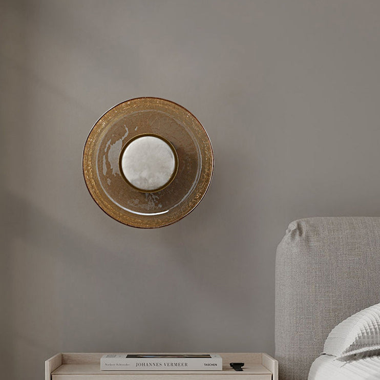 Modern Minimalist Round Glass Iron LED Wall Sconce Lamp