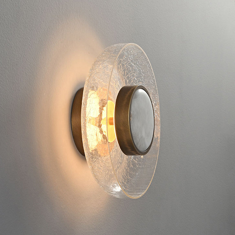 Modern Minimalist Round Glass Iron LED Wall Sconce Lamp