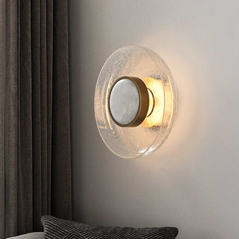 Modern Minimalist Round Glass Iron LED Wall Sconce Lamp
