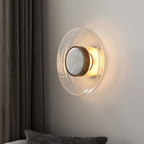 Modern Minimalist Round Glass Iron LED Wall Sconce Lamp