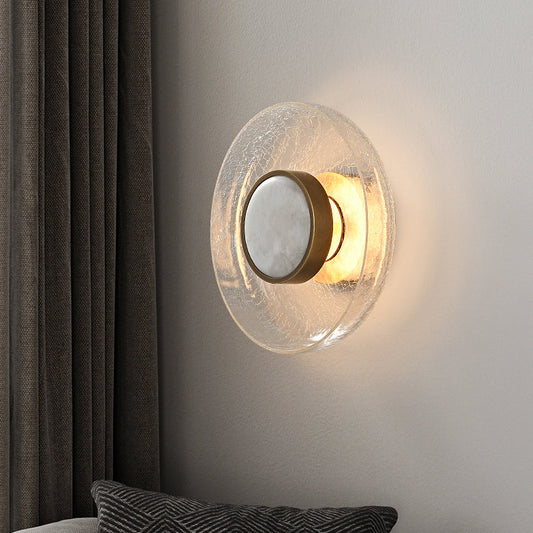 Modern Minimalist Round Glass Iron LED Wall Sconce Lamp