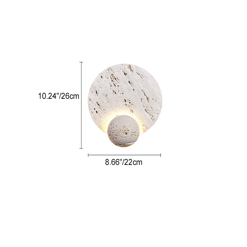 Japanese Round Ball White Travertine LED Wall Sconce Lamp