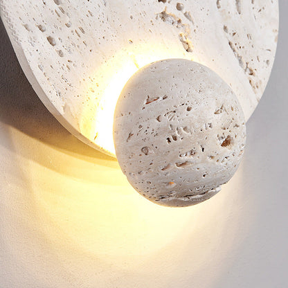Japanese Round Ball White Travertine LED Wall Sconce Lamp