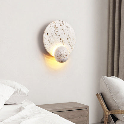 Japanese Round Ball White Travertine LED Wall Sconce Lamp