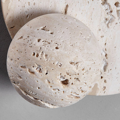 Japanese Round Ball White Travertine LED Wall Sconce Lamp