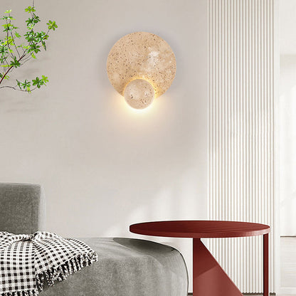 Scandinavian Orb Yellow Travertine LED Wall Sconce Lamp