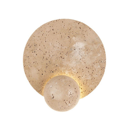 Scandinavian Orb Yellow Travertine LED Wall Sconce Lamp