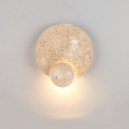 Scandinavian Orb Yellow Travertine LED Wall Sconce Lamp