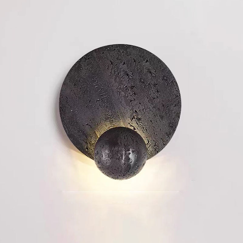 Scandinavian Orb Yellow Travertine LED Wall Sconce Lamp
