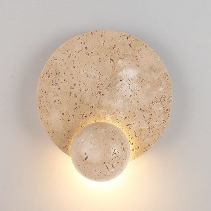 Scandinavian Orb Yellow Travertine LED Wall Sconce Lamp