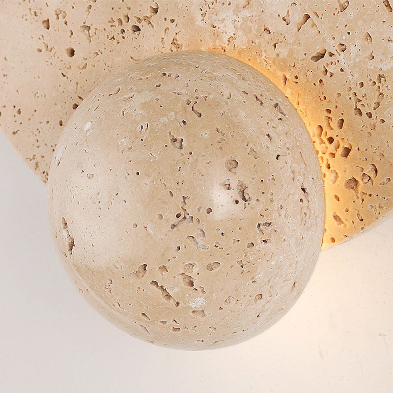Scandinavian Orb Yellow Travertine LED Wall Sconce Lamp