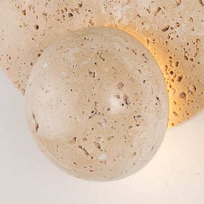 Scandinavian Orb Yellow Travertine LED Wall Sconce Lamp