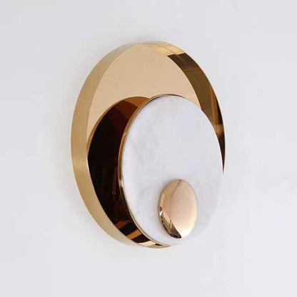 Scandinavian Round Hardware Marble 1-Light Wall Sconce Lamp