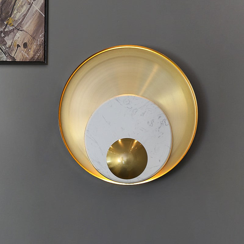 Scandinavian Round Hardware Marble 1-Light Wall Sconce Lamp