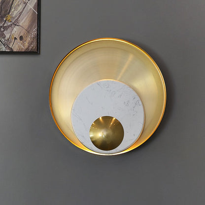 Scandinavian Round Hardware Marble 1-Light Wall Sconce Lamp