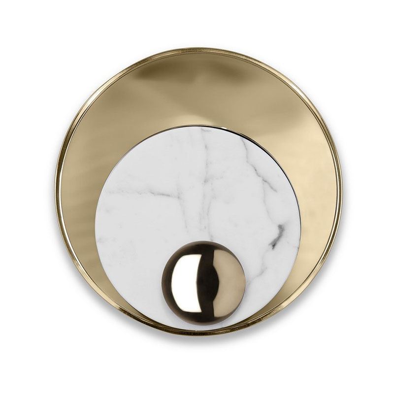 Scandinavian Round Hardware Marble 1-Light Wall Sconce Lamp