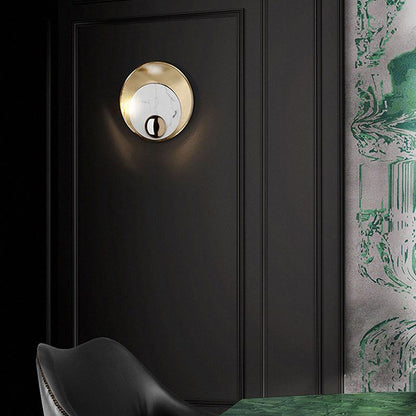 Scandinavian Round Hardware Marble 1-Light Wall Sconce Lamp
