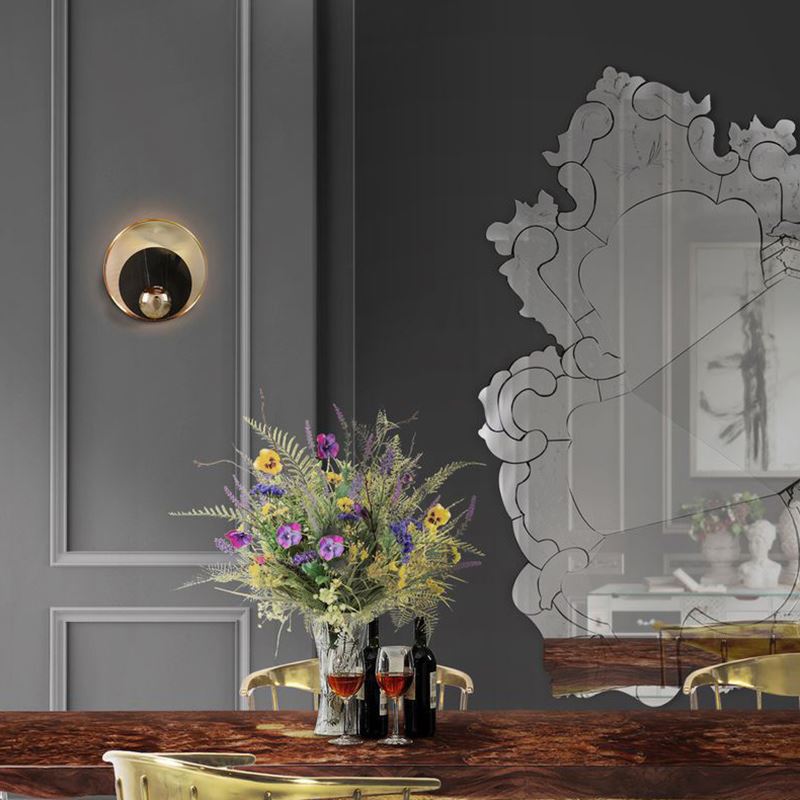 Scandinavian Round Hardware Marble 1-Light Wall Sconce Lamp