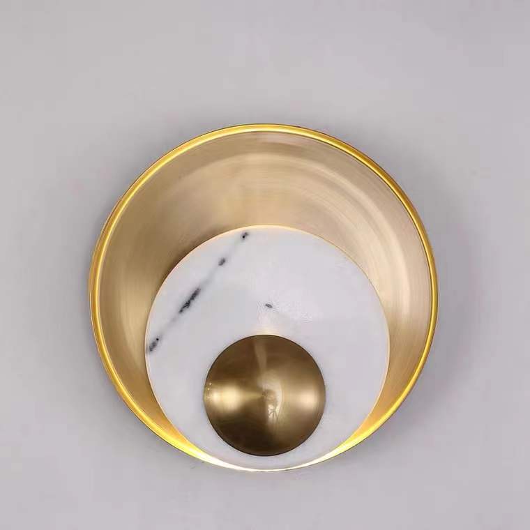 Scandinavian Round Hardware Marble 1-Light Wall Sconce Lamp