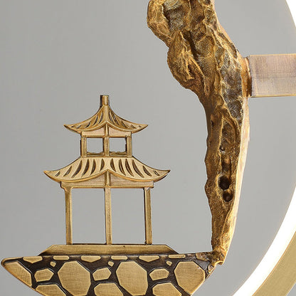 Chinese Bird Silicone Jade Brass LED Wall Sconce Lamp