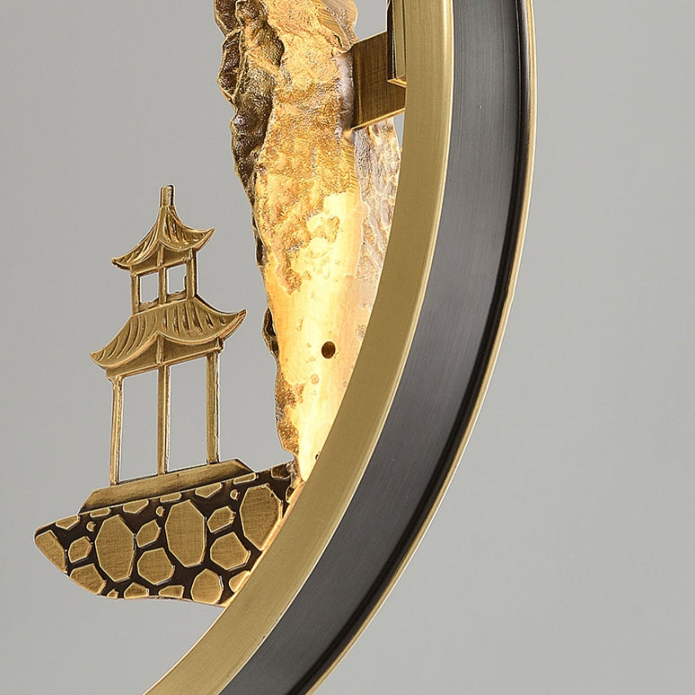 Chinese Bird Silicone Jade Brass LED Wall Sconce Lamp