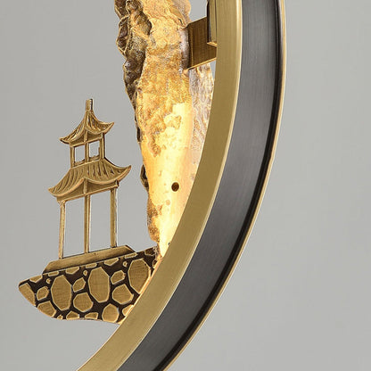 Chinese Bird Silicone Jade Brass LED Wall Sconce Lamp