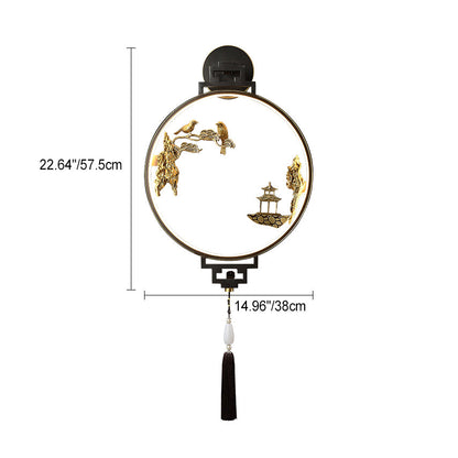 Chinese Bird Silicone Jade Brass LED Wall Sconce Lamp