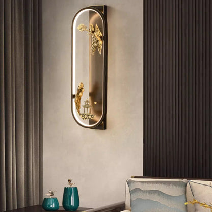 Chinese Bird Silicone Jade Brass LED Wall Sconce Lamp