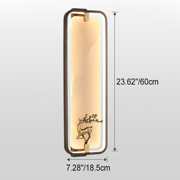 Chinese Apricot Leaf Marble Copper LED Wall Sconce Lamp