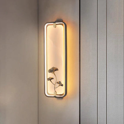 Chinese Apricot Leaf Marble Copper LED Wall Sconce Lamp