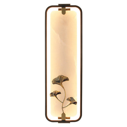 Chinese Apricot Leaf Marble Copper LED Wall Sconce Lamp
