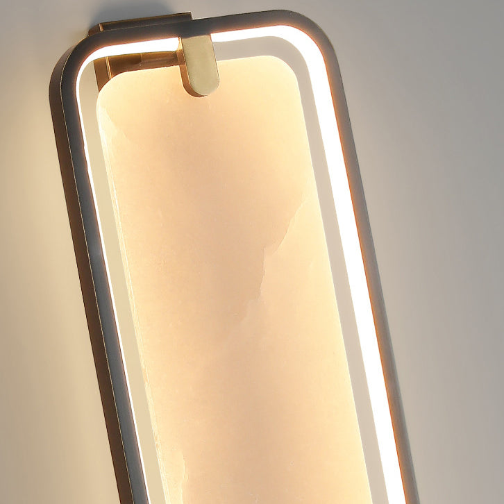 Chinese Apricot Leaf Marble Copper LED Wall Sconce Lamp