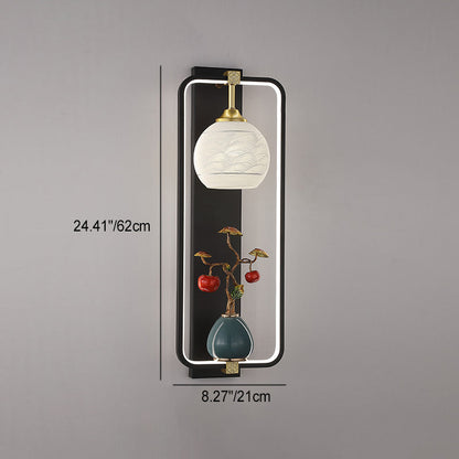 Chinese Leaves Round Iron Aluminum LED Wall Sconce Lamp