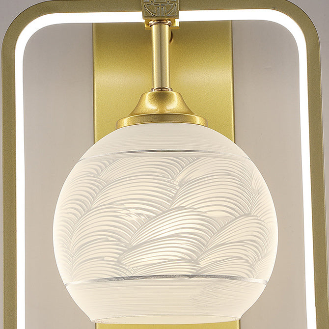 Chinese Leaves Round Iron Aluminum LED Wall Sconce Lamp