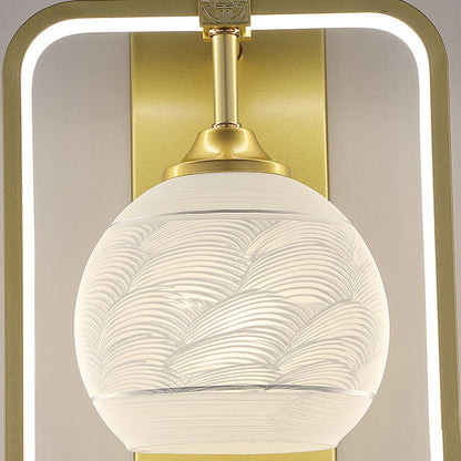 Chinese Leaves Round Iron Aluminum LED Wall Sconce Lamp