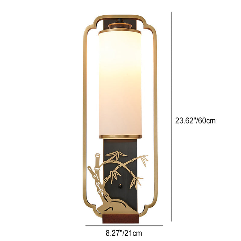 Chinese Flower Deer Glass Iron 1-Light Wall Sconce Lamp