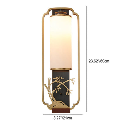 Chinese Flower Deer Glass Iron 1-Light Wall Sconce Lamp