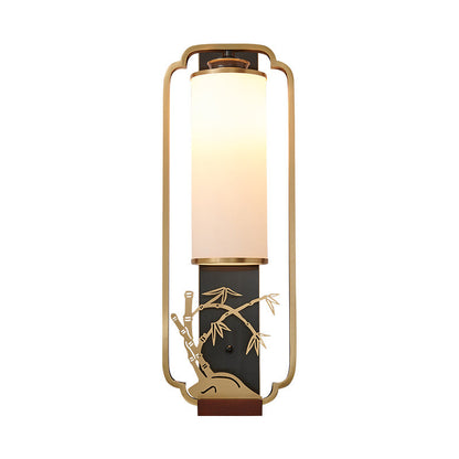 Chinese Flower Deer Glass Iron 1-Light Wall Sconce Lamp