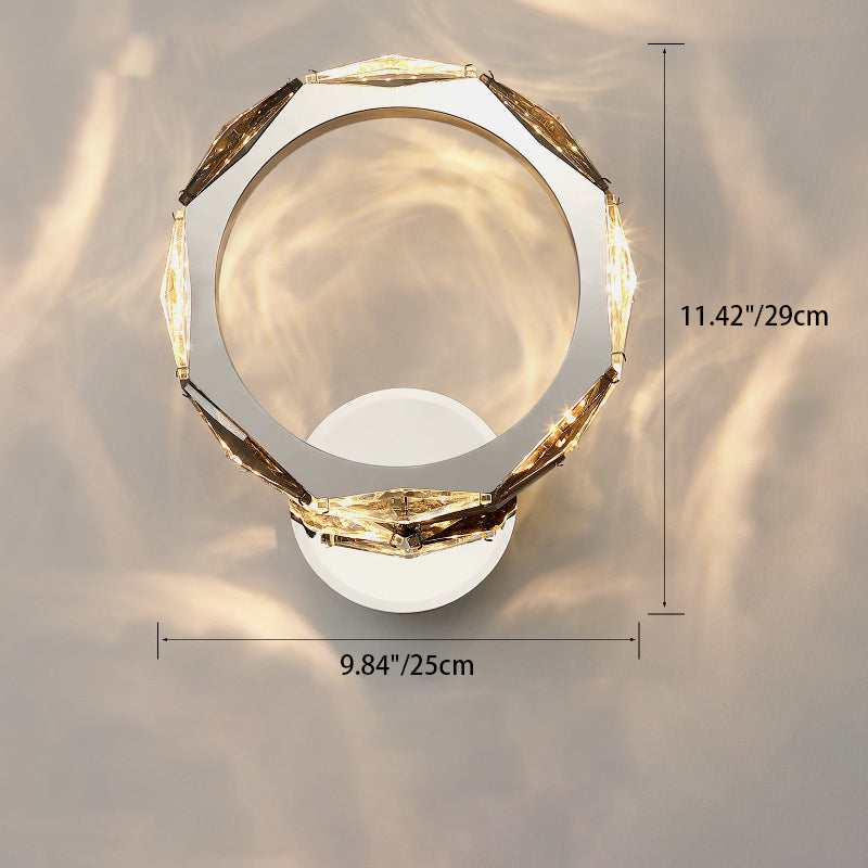 Prismatic Round Crystal Hardware LED Wall Sconce Lamp