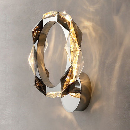 Prismatic Round Crystal Hardware LED Wall Sconce Lamp
