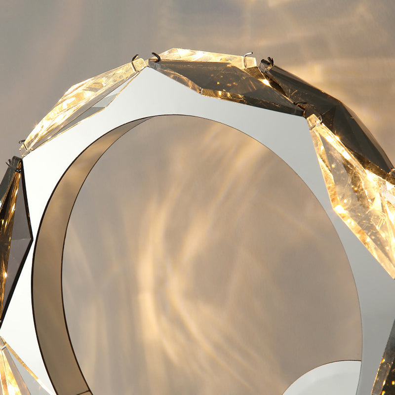 Prismatic Round Crystal Hardware LED Wall Sconce Lamp